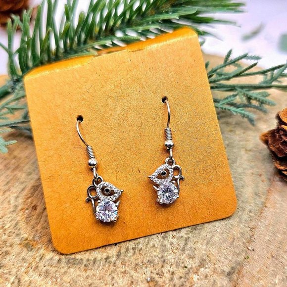 Cute Mouse 2.8ct Moissanite Diamond S925 Dangle Earring - Picture 1 of 10